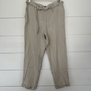 Ellen Tracy Women’s Medium 100% Linen Tan Pants